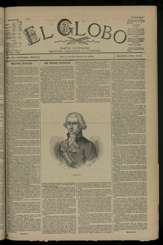 Miniatura de El Globo : diario ilustrado del 24 de agosto de 1886, nº 3951