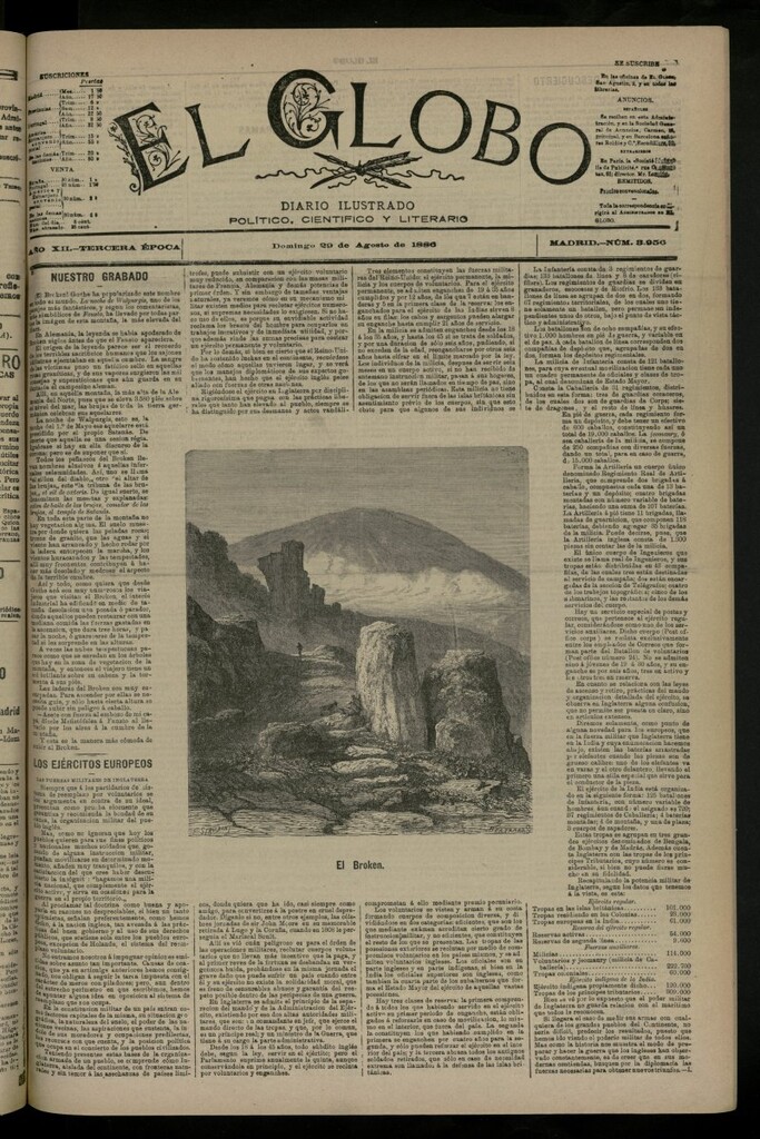 Miniatura de El Globo : diario ilustrado del 29 de agosto de 1886, nº 3956