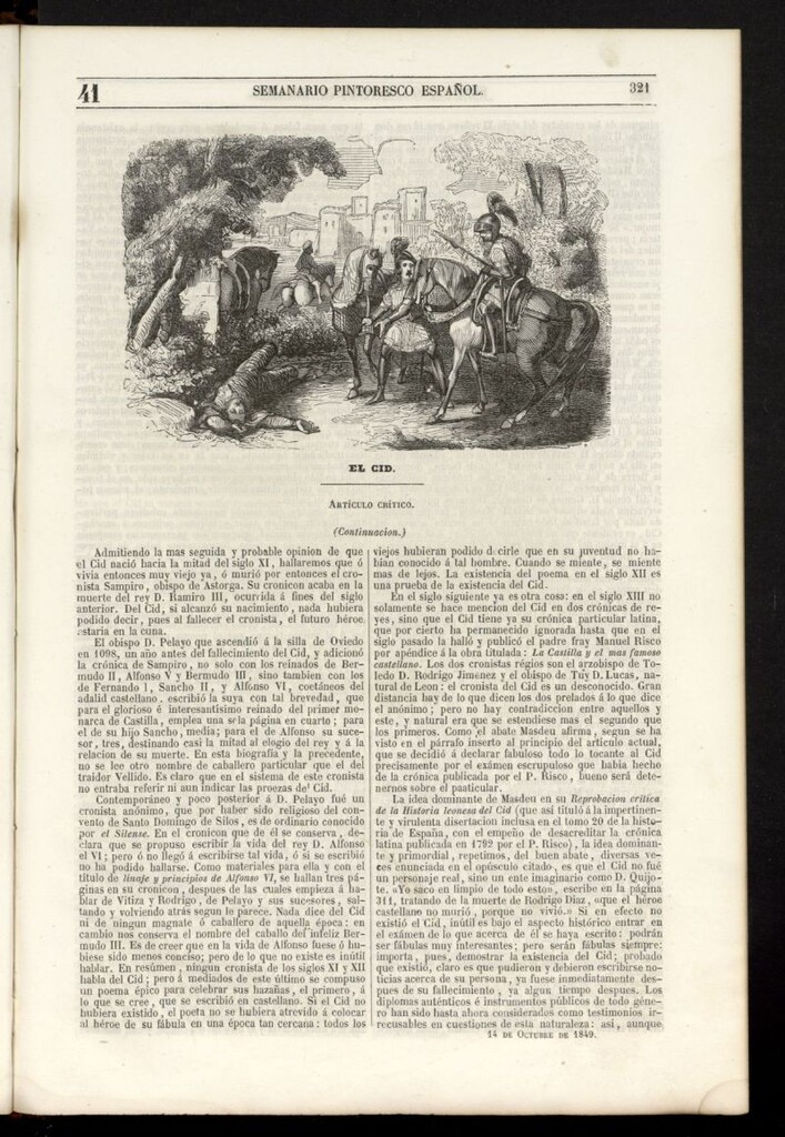 Miniatura de Semanario Pintoresco Español del 14 de octubre de 1849, nº 41
