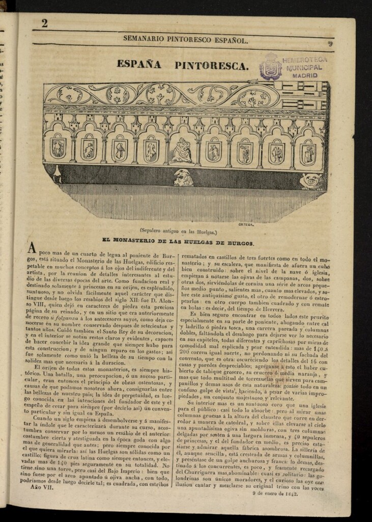 Miniatura de Semanario Pintoresco Español del 9 de enero de 1842, nº 2