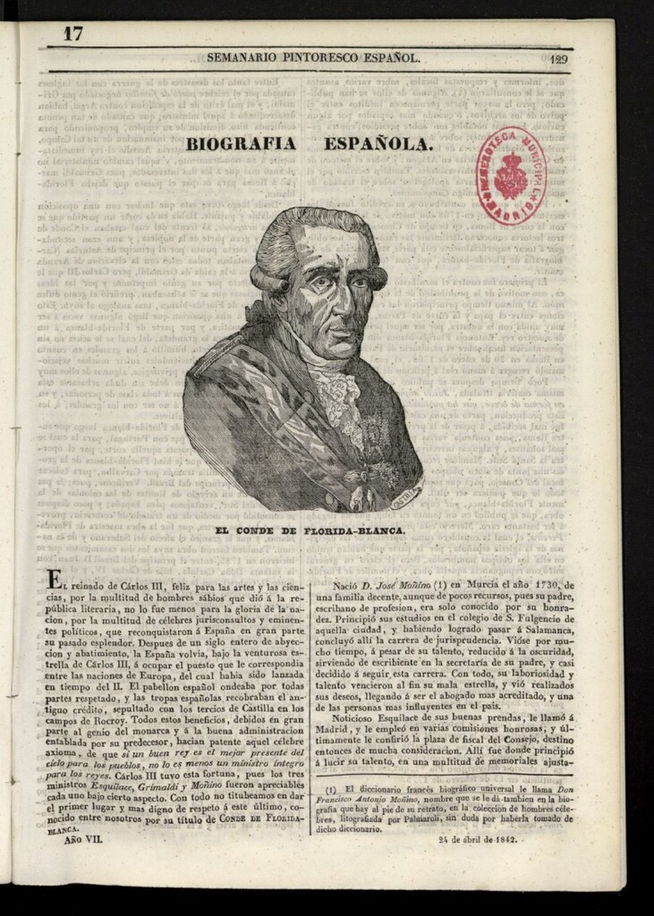 Miniatura de Semanario Pintoresco Español del 24 de abril de 1842, nº 17