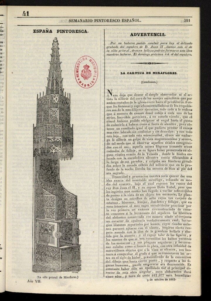 Miniatura de Semanario Pintoresco Español del 9 de octubre de 1842, nº 41