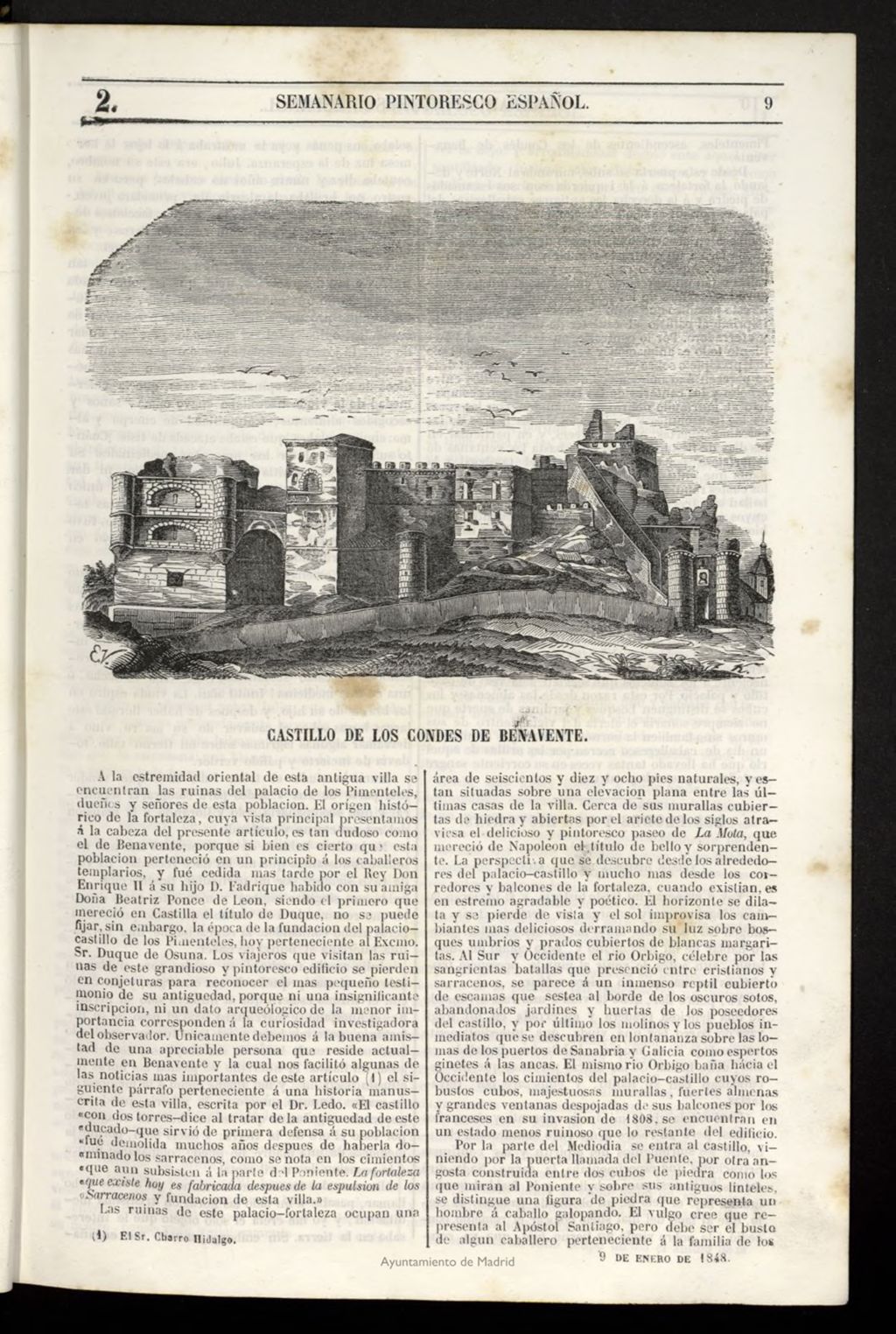 Miniatura de Semanario Pintoresco Español del 9 de enero de 1848, nº 2