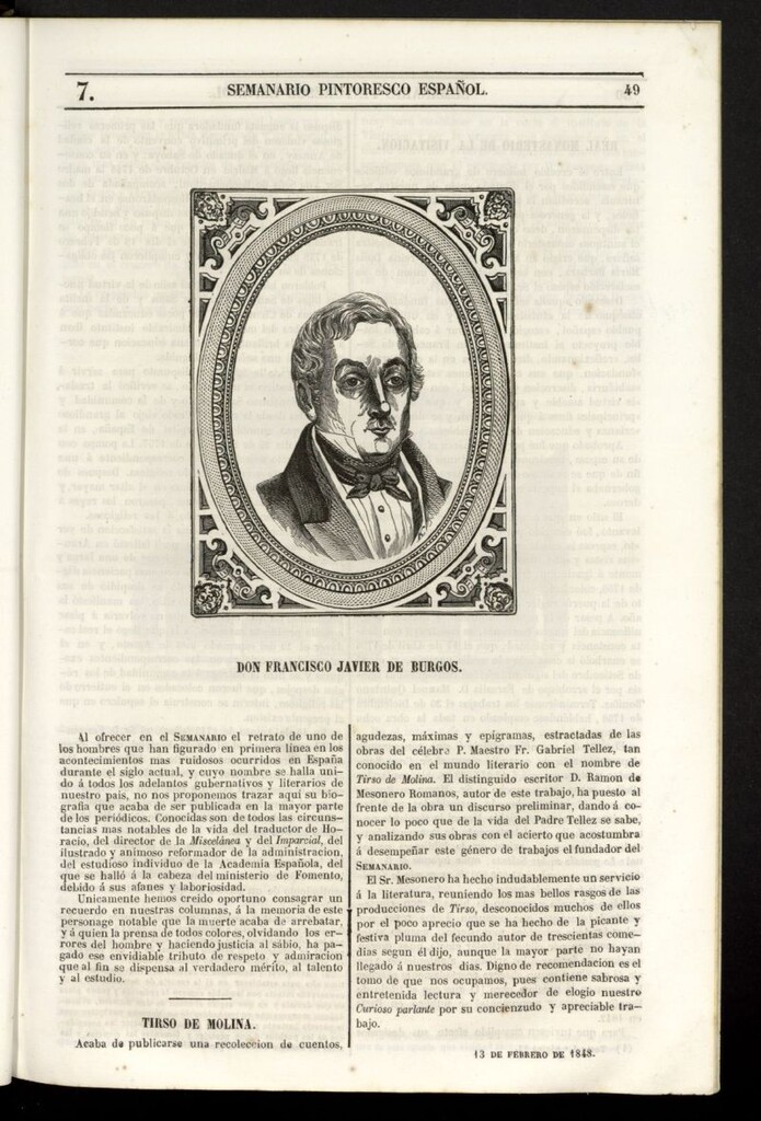 Miniatura de Semanario Pintoresco Español del 13 de febrero de 1848, nº 7