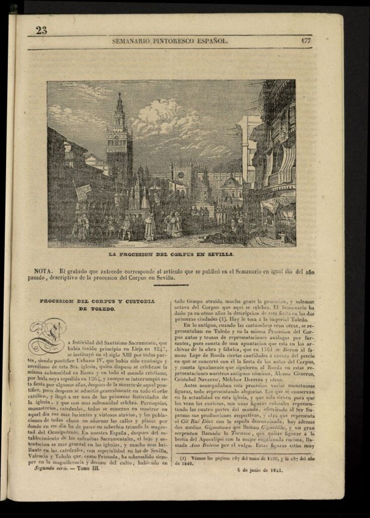Miniatura de Semanario Pintoresco Español del 6 de junio de 1841, nº 23