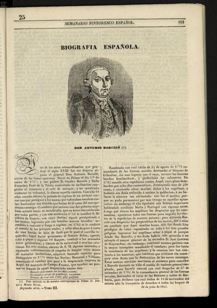 Miniatura de Semanario Pintoresco Español del 20 de junio de 1841, nº 25