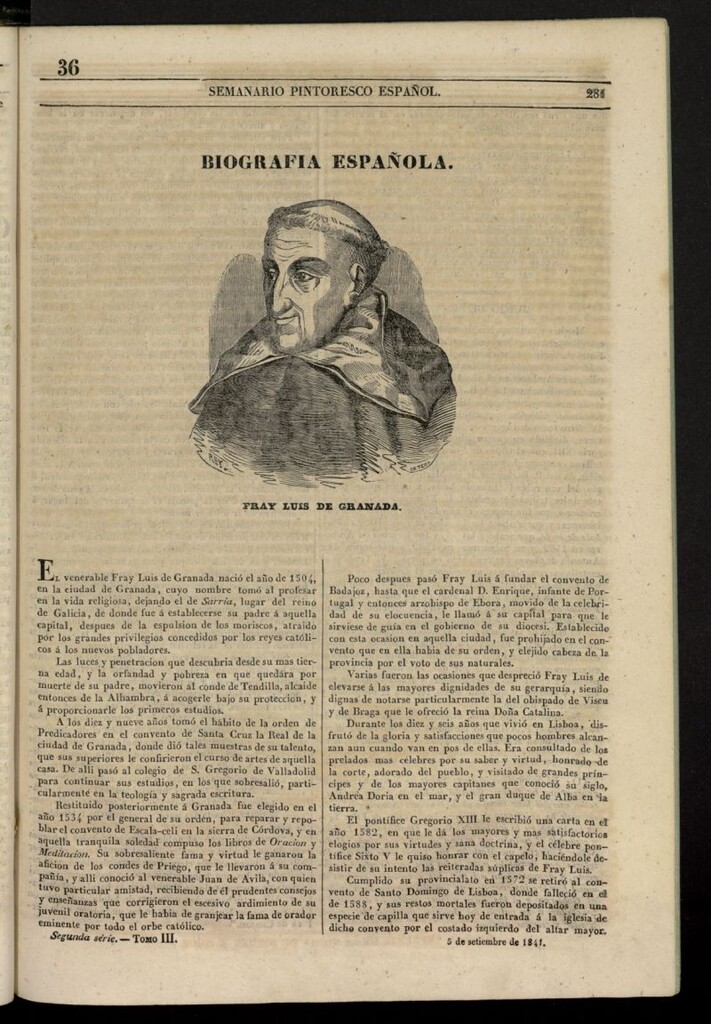 Miniatura de Semanario Pintoresco Español del 5 de septiembre de 1841, nº 36