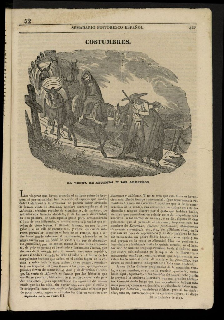 Miniatura de Semanario Pintoresco Español del 26 de diciembre de 1841, nº 52