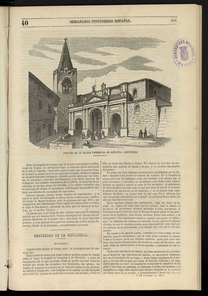 Miniatura de Semanario Pintoresco Español del 5 de octubre de 1851, nº 40
