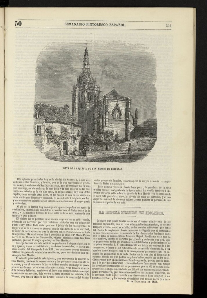 Miniatura de Semanario Pintoresco Español del 14 de diciembre de 1851, nº 50