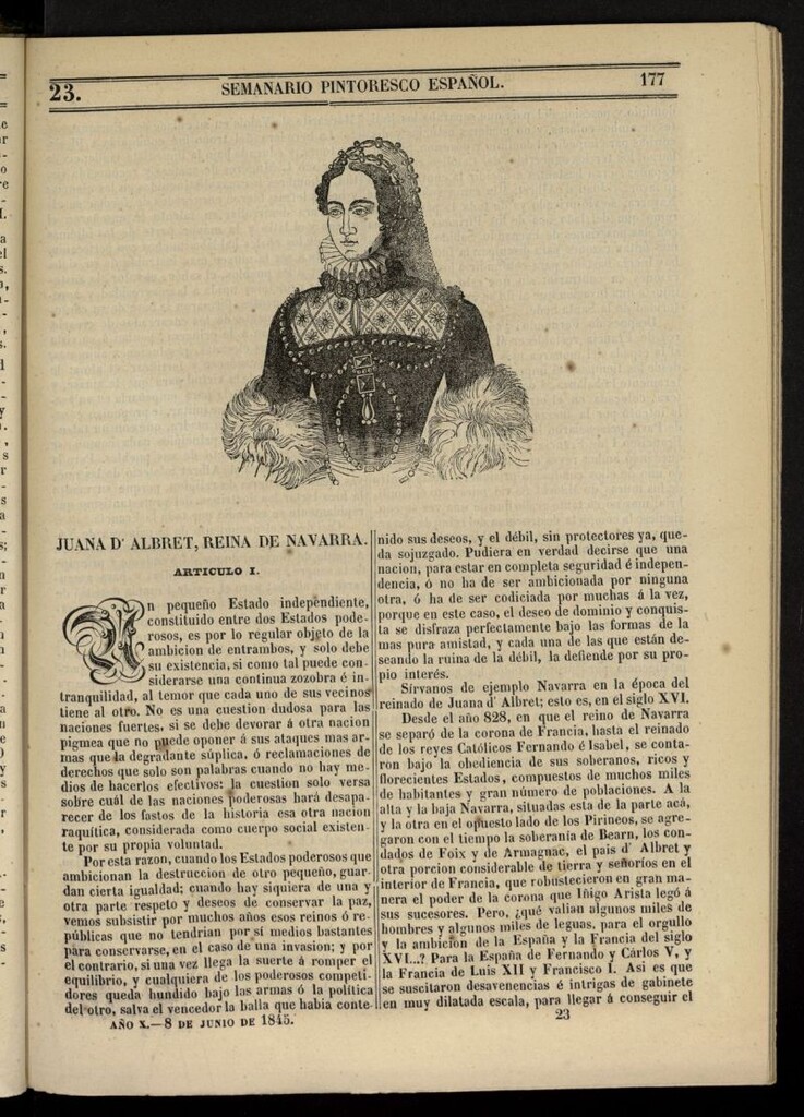 Miniatura de Semanario Pintoresco Español del 8 de junio de 1845, nº 23