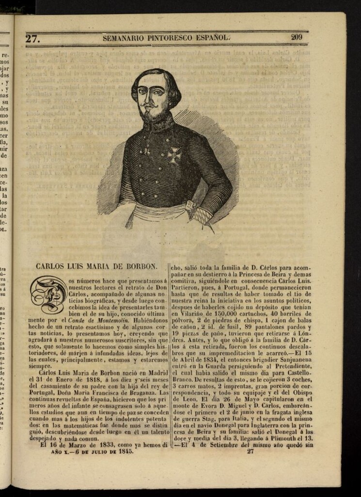 Miniatura de Semanario Pintoresco Español del 6 de julio de 1845, nº 27