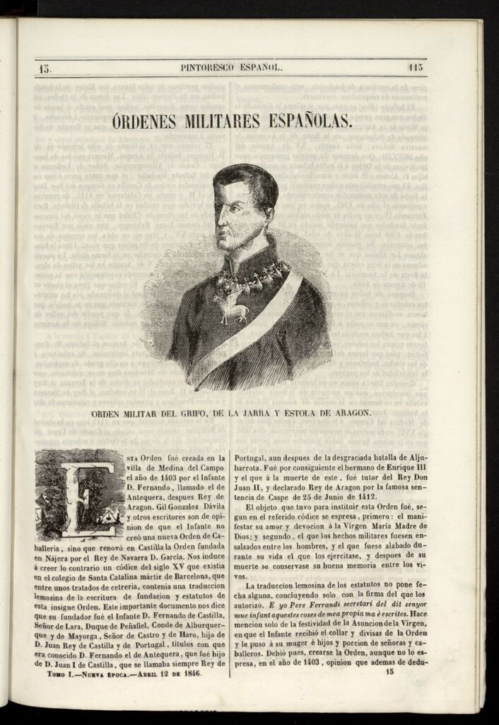 Miniatura de Semanario Pintoresco Español del 12 de abril de 1846, nº 15