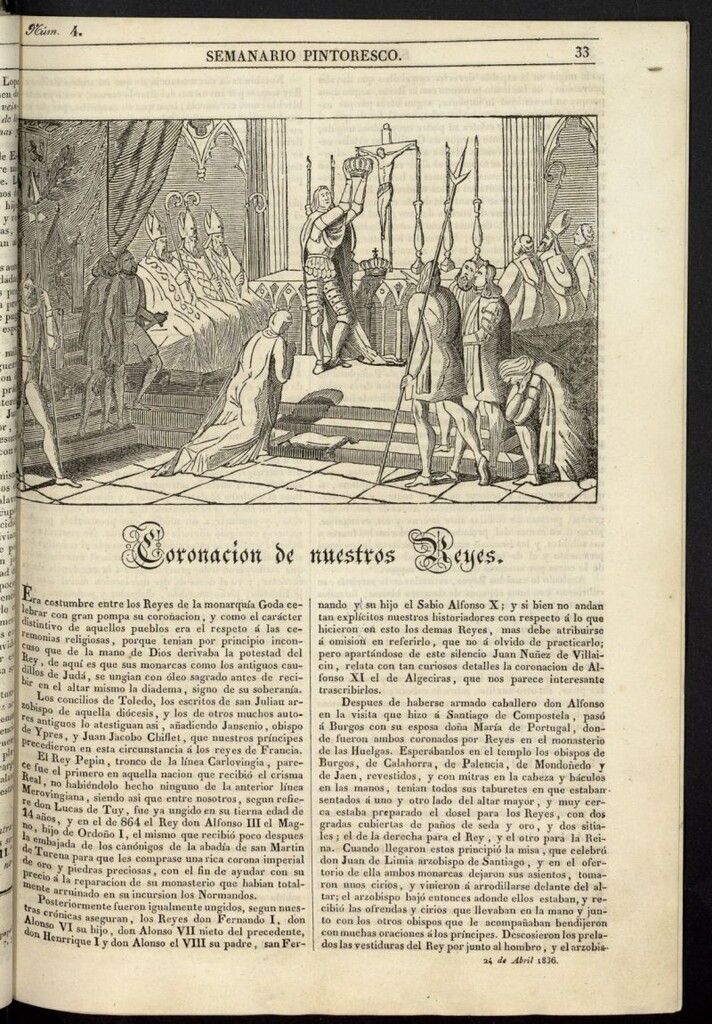 Miniatura de Semanario Pintoresco Español del 24 de abril de 1836, nº 4