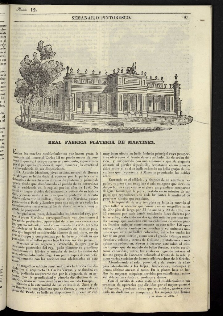 Miniatura de Semanario Pintoresco Español del 19 de junio de 1836, nº 12
