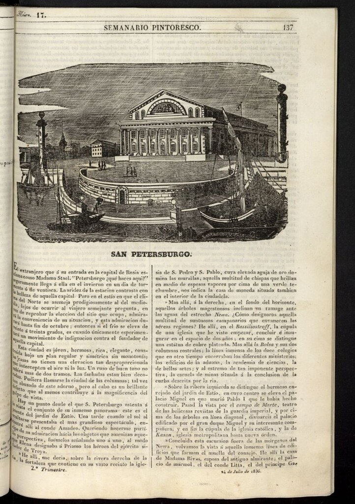 Miniatura de Semanario Pintoresco Español del 24 de julio de 1836, nº 17