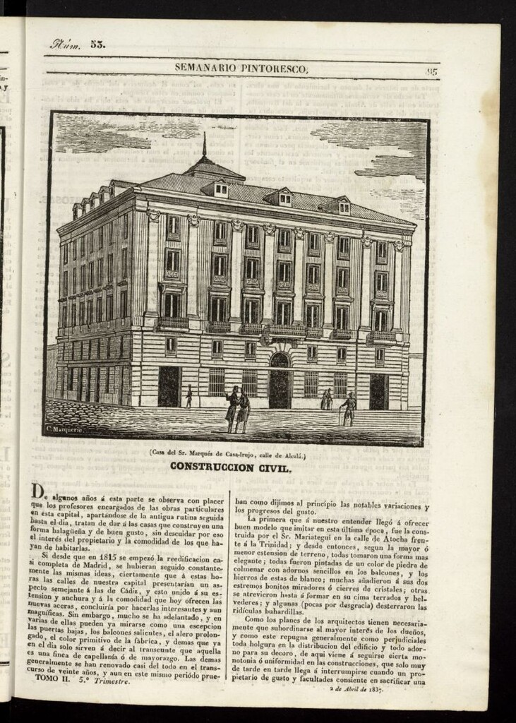 Miniatura de Semanario Pintoresco Español del 2 de abril de 1837, nº 53