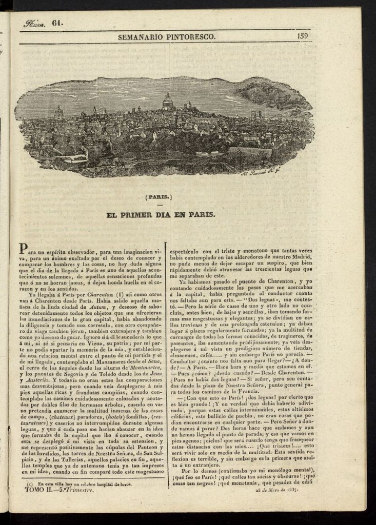Miniatura de Semanario Pintoresco Español del 28 de mayo de 1837, nº 61