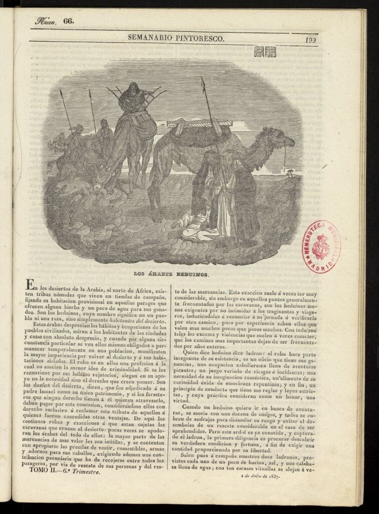 Miniatura de Semanario Pintoresco Español del 2 de julio de 1837, nº 66