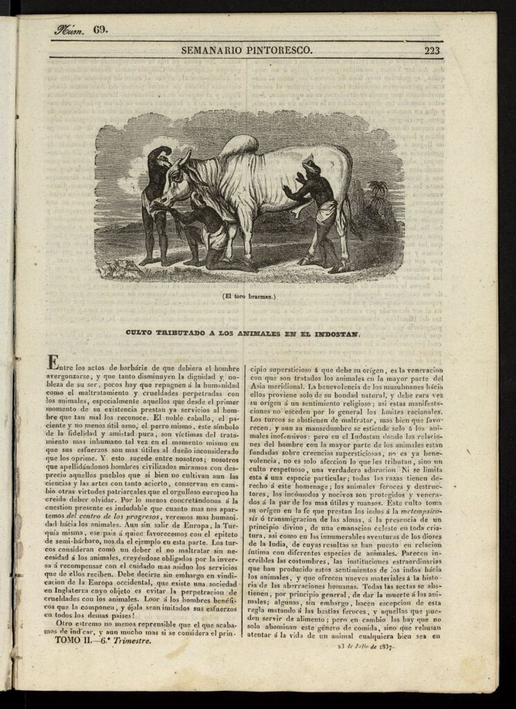 Miniatura de Semanario Pintoresco Español del 23 de julio de 1837, nº 69