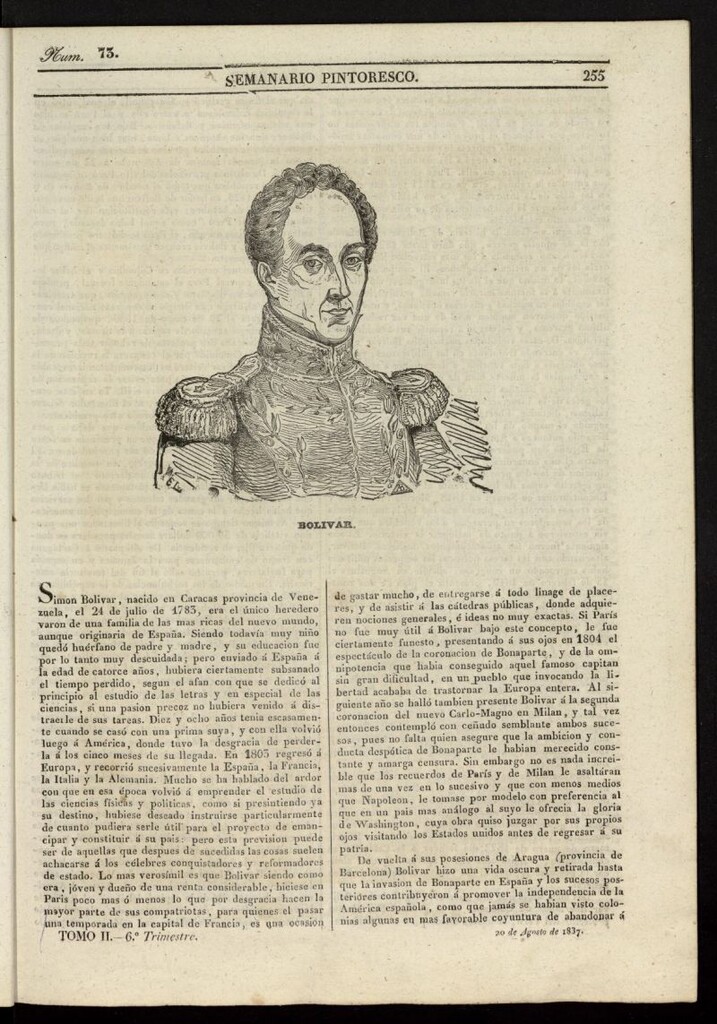 Miniatura de Semanario Pintoresco Español del 20 de agosto de 1837, nº 73