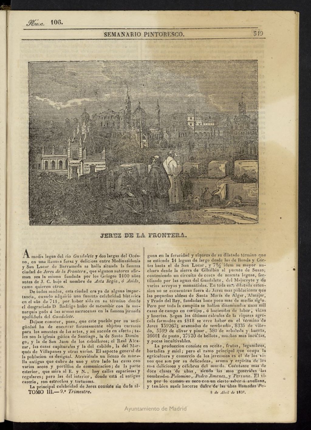 Miniatura de Semanario Pintoresco Español del 8 de abril de 1838, nº 106