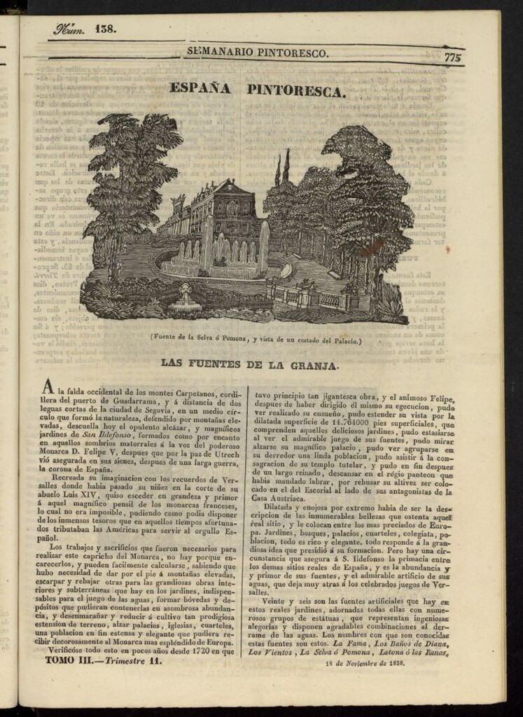 Miniatura de Semanario Pintoresco Español del 18 de noviembre de 1838, nº 138