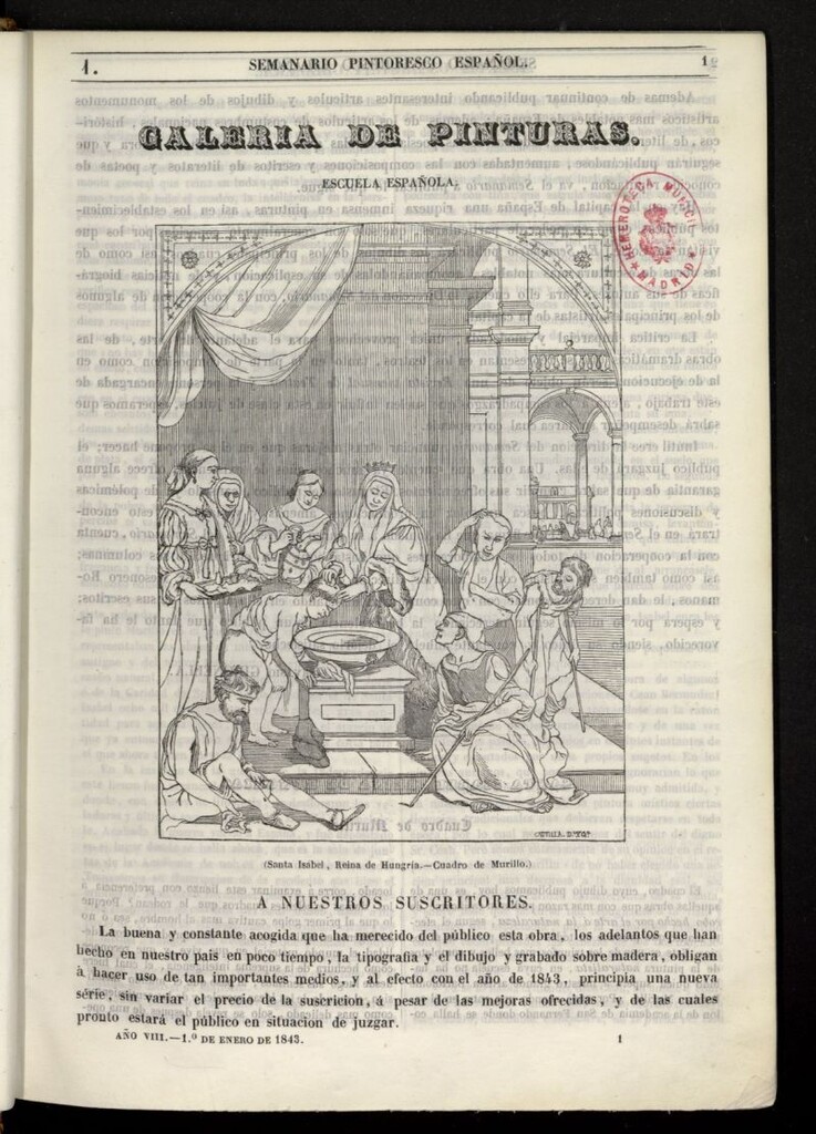 Miniatura de Semanario Pintoresco Español del 1 de enero de 1843, nº 1
