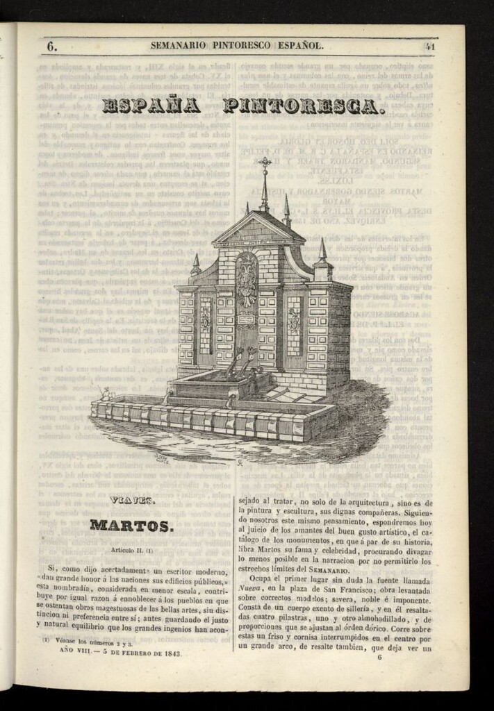 Miniatura de Semanario Pintoresco Español del 5 de febrero de 1843, nº 6