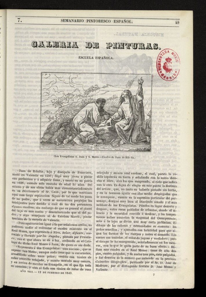 Miniatura de Semanario Pintoresco Español del 12 de febrero de 1843, nº 7