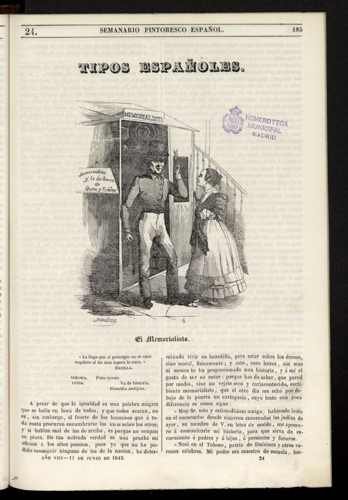 Miniatura de Semanario Pintoresco Español del 11 de junio de 1843, nº 24