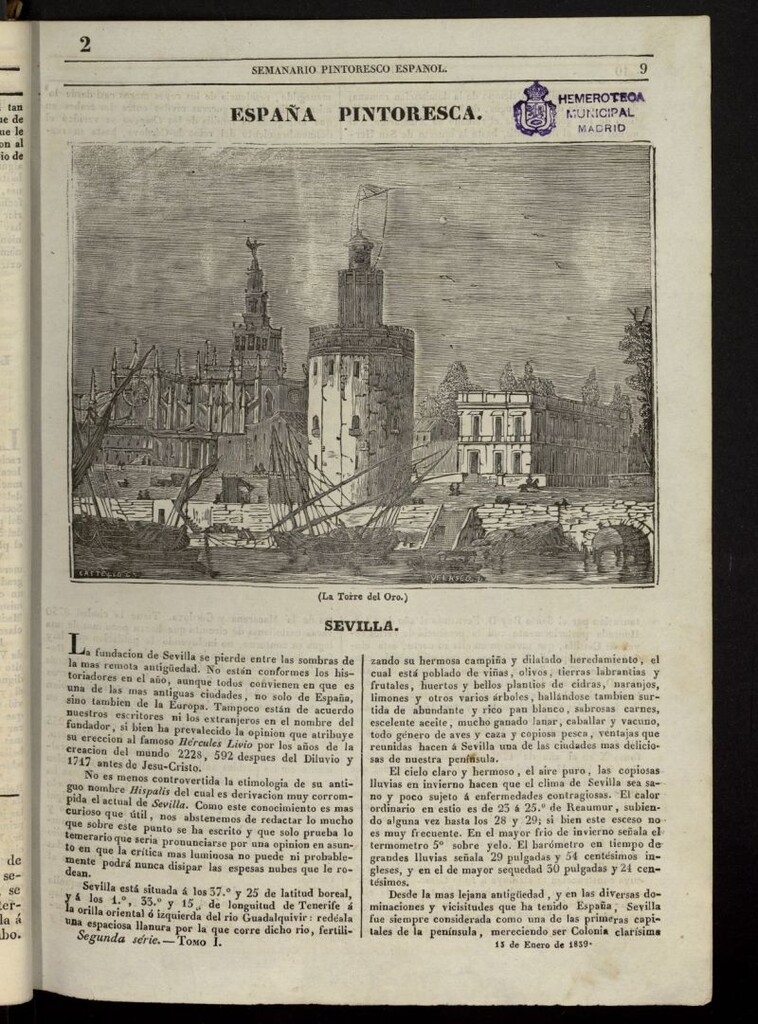 Miniatura de Semanario Pintoresco Español del 13 de enero de 1839, nº 2