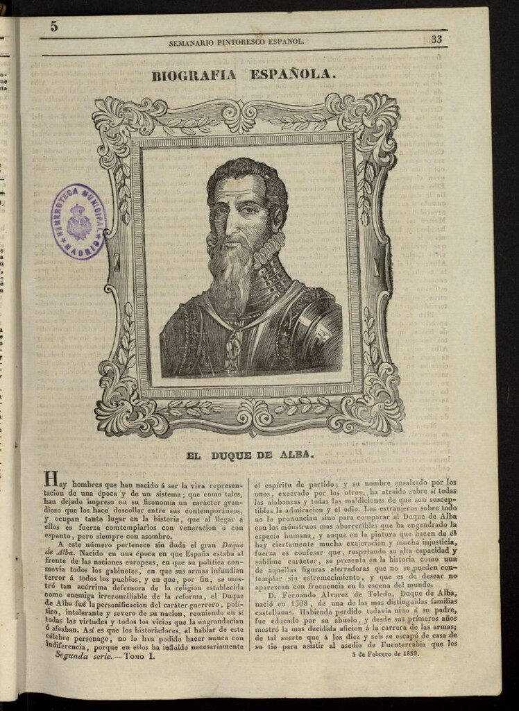 Miniatura de Semanario Pintoresco Español del 3 de febrero de 1839, nº 5