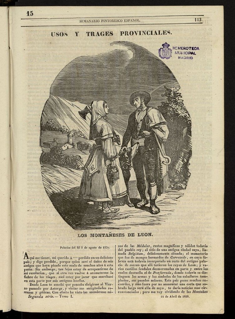 Miniatura de Semanario Pintoresco Español del 14 de abril de 1839, nº 15