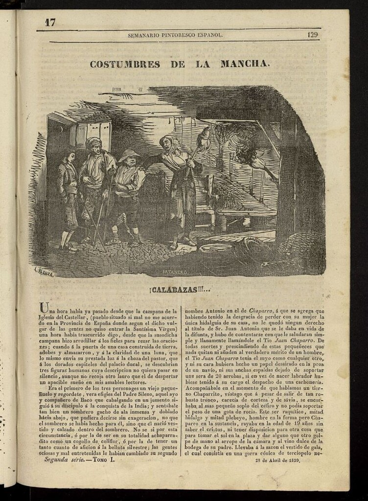 Miniatura de Semanario Pintoresco Español del 28 de abril de 1839, nº 17