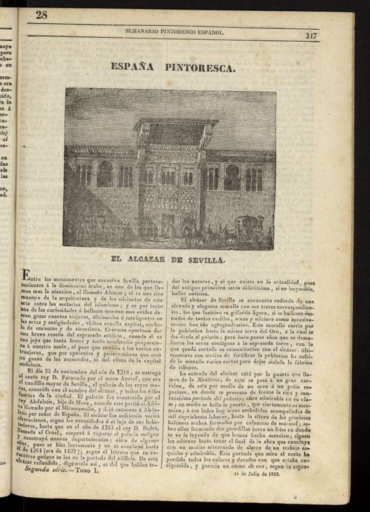 Miniatura de Semanario Pintoresco Español del 14 de julio de 1839, nº 28