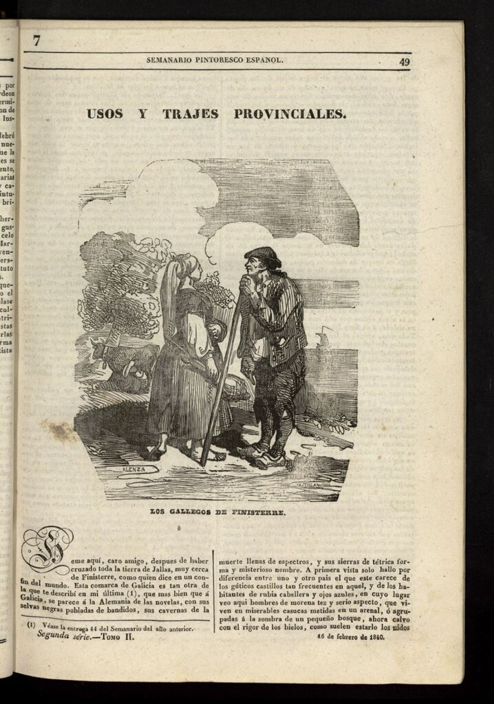 Miniatura de Semanario Pintoresco Español del 16 de febrero de 1840, nº 7