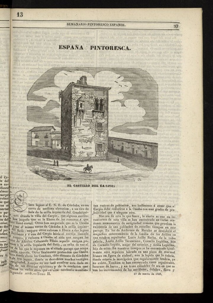 Miniatura de Semanario Pintoresco Español del 29 de marzo de 1840, nº 13