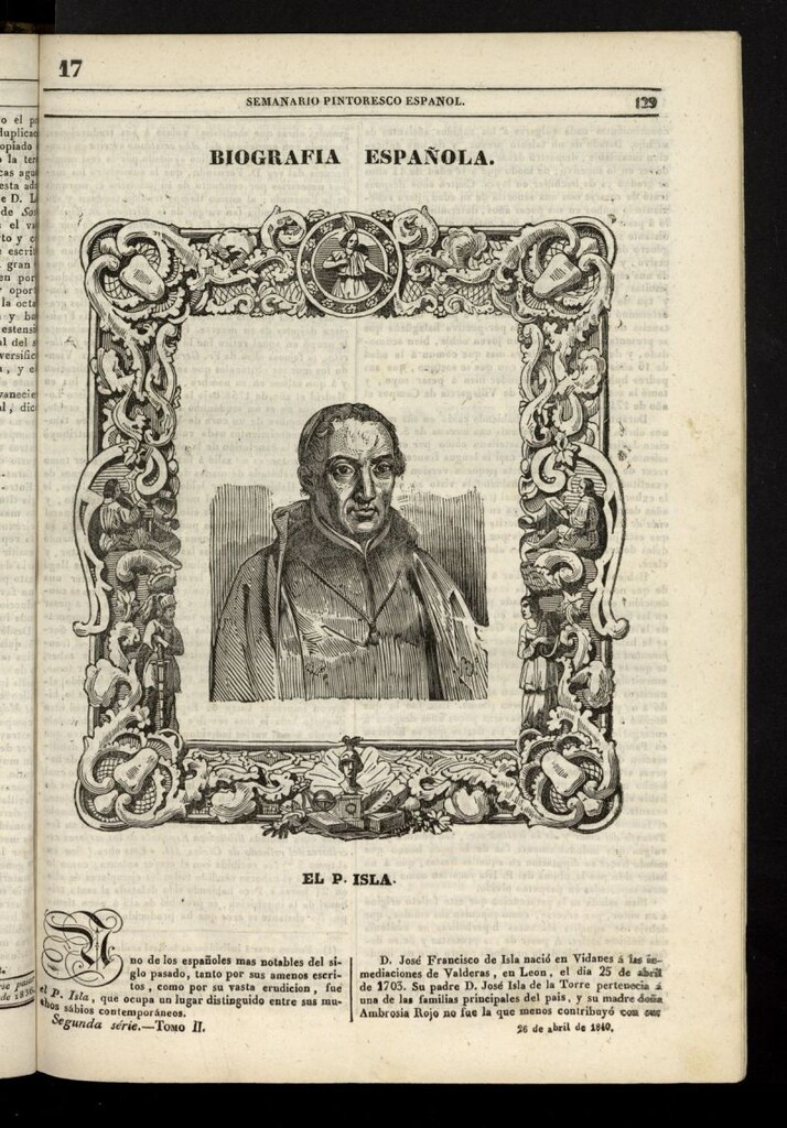 Miniatura de Semanario Pintoresco Español del 26 de abril de 1840, nº 17