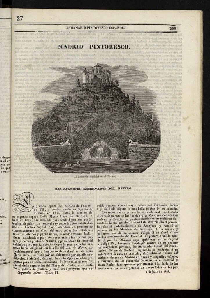 Miniatura de Semanario Pintoresco Español del 5 de julio de 1840, nº 27
