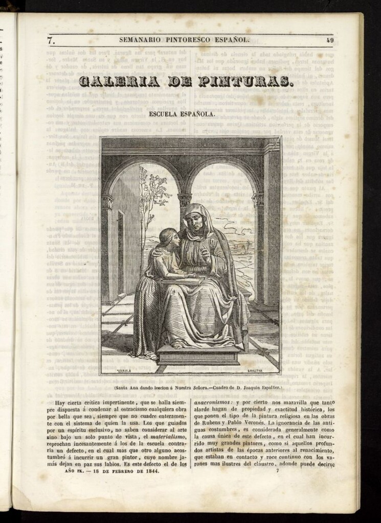 Miniatura de Semanario Pintoresco Español del 18 de febrero de 1844, nº 7
