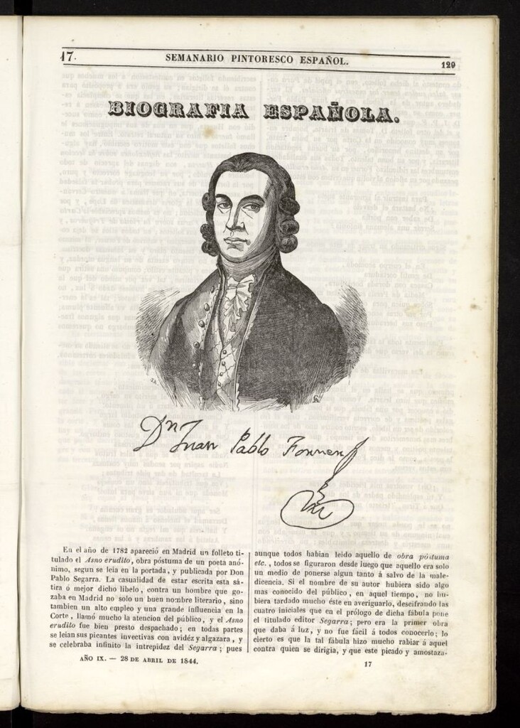 Miniatura de Semanario Pintoresco Español del 28 de abril de 1844, nº 17