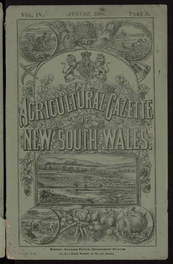 Miniatura de The Agricultural Gazette of New South Wales de agosto de 1893, nº 8