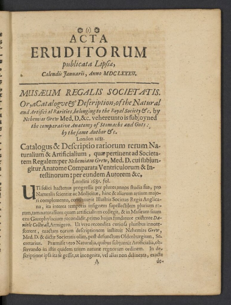 Miniatura de Acta Eruditorum de enero de 1682, nº 1