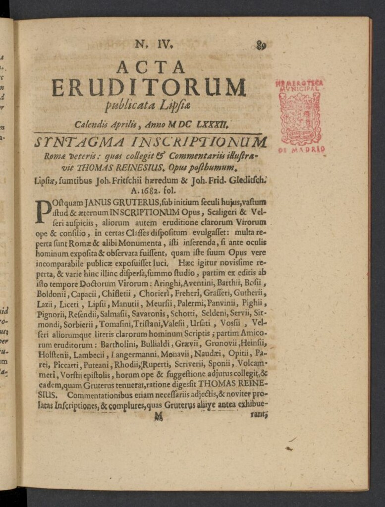 Miniatura de Acta Eruditorum de abril de 1682, nº 4