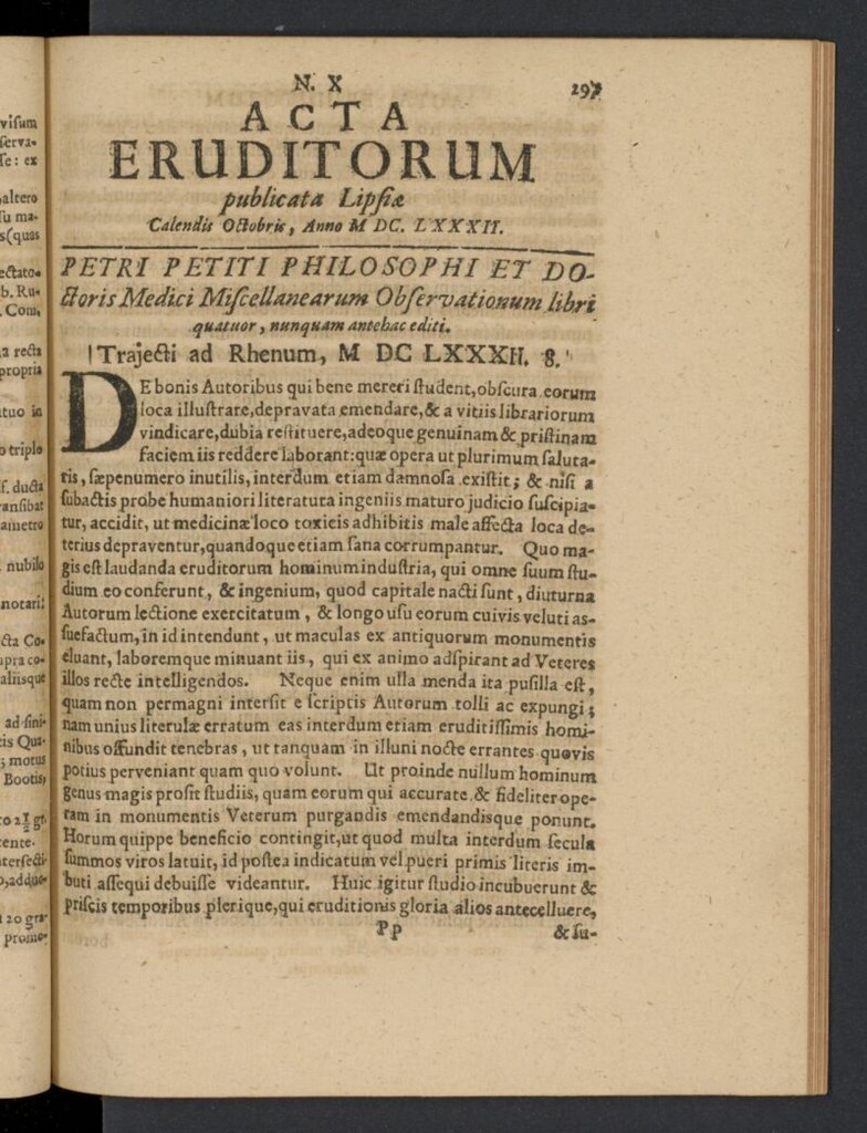 Miniatura de Acta Eruditorum de octubre de 1682, nº 10