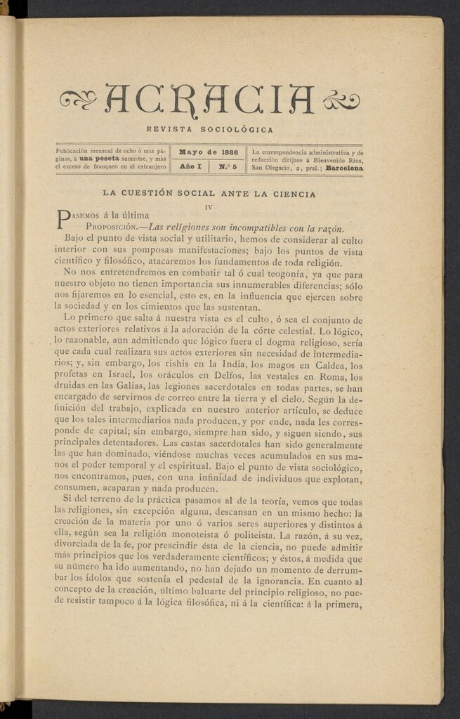 Miniatura de Acracia de mayo de 1886, nº 5