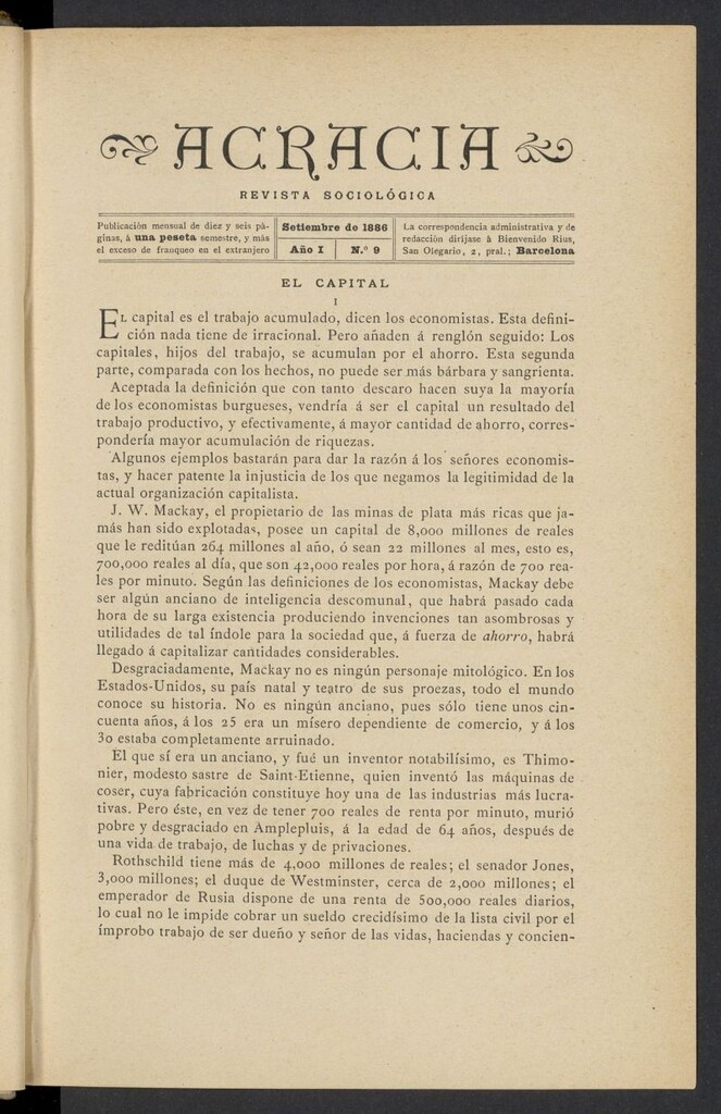 Miniatura de Acracia de septiembre de 1886, nº 9