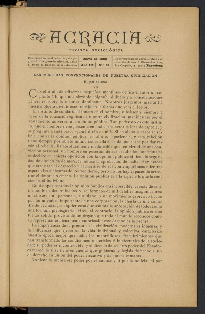 Miniatura de Acracia de mayo de 1888, nº 29