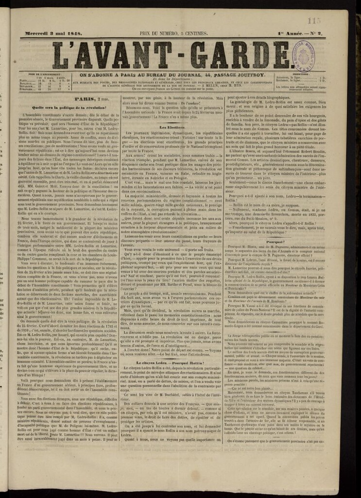 Miniatura de L´Avant Garde del 3 de mayo de 1848, nº 2